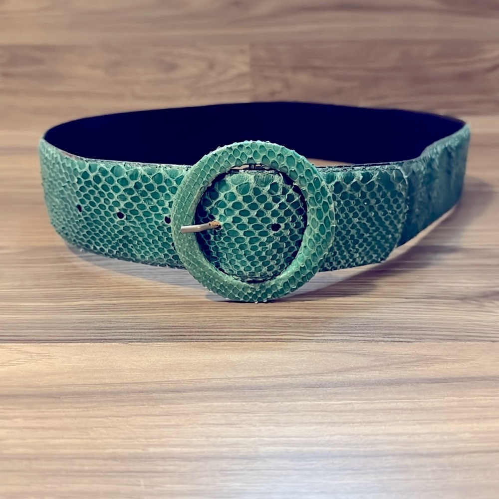 Astor Snake Skin Vintage Green Unique Textured Belt L